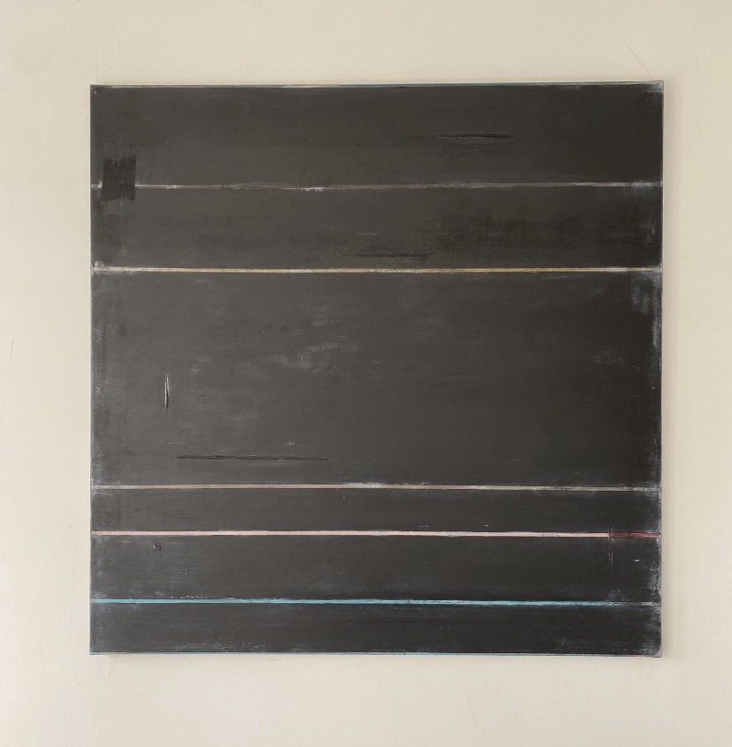 “Varm Embrace” 100x100cm. Acrylic and charcoal on canvas.